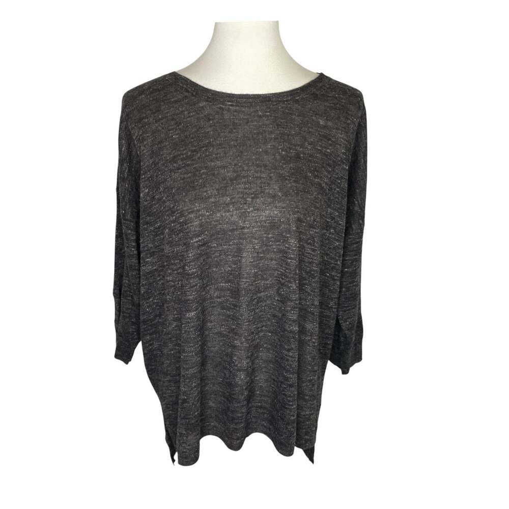 J.Crew Womens Large Tunic Sweater Dark Gray Wool Alpaca Oversized Slouchy Boho
